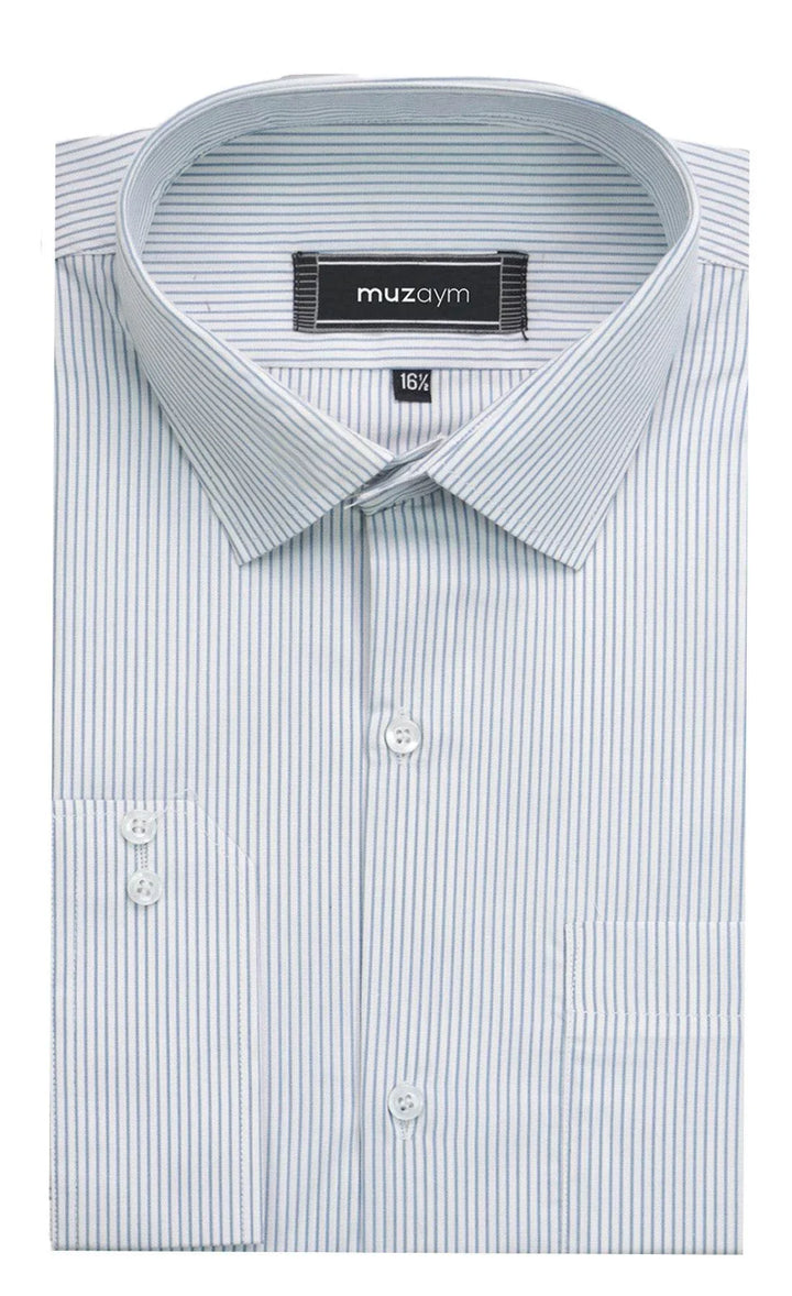 Elegant Sky Blue Stripes – Regular Fit Shirt - muzaym