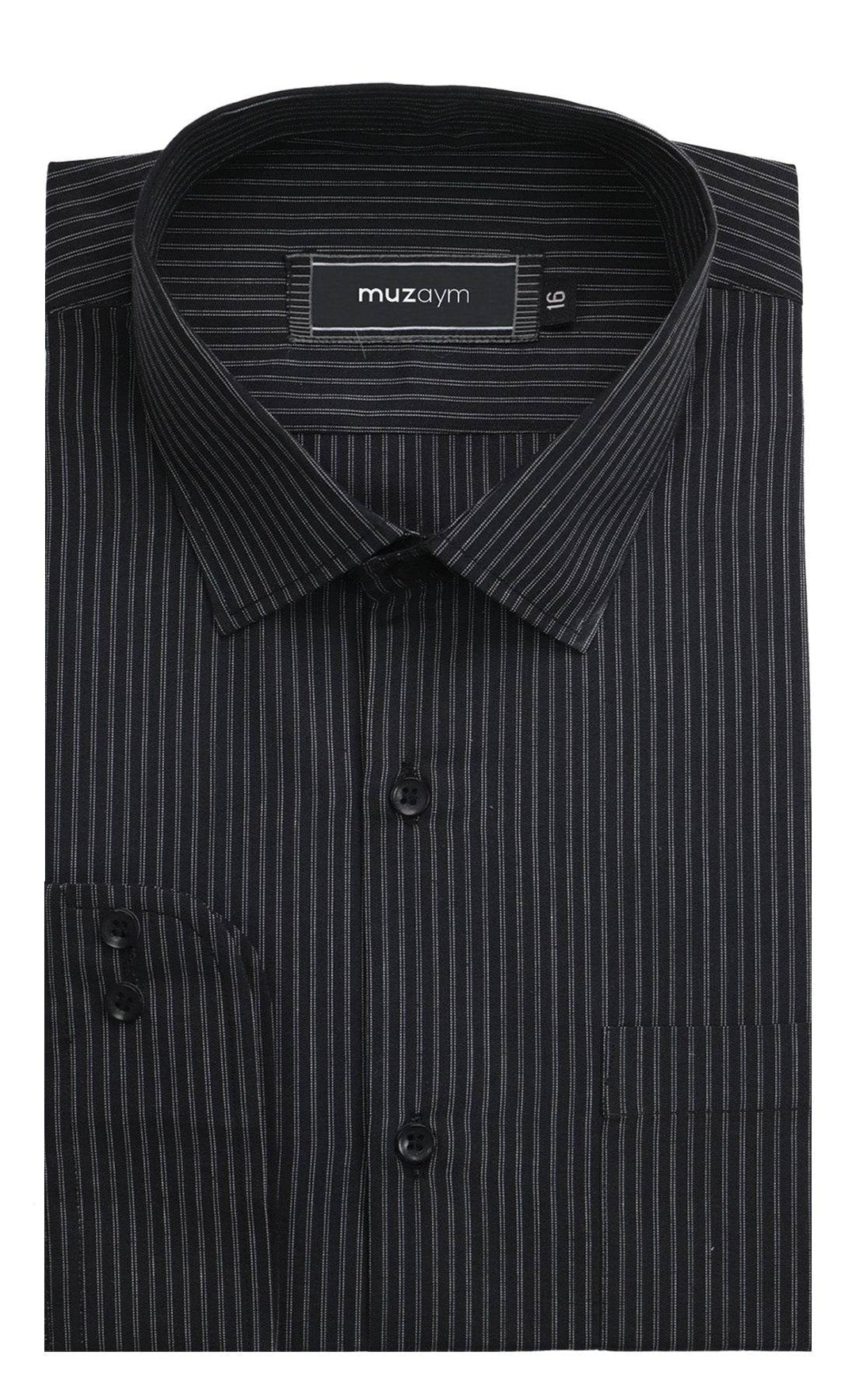 Gentleman's Code Stripe Black – Regular Fit Shirt - muzaym