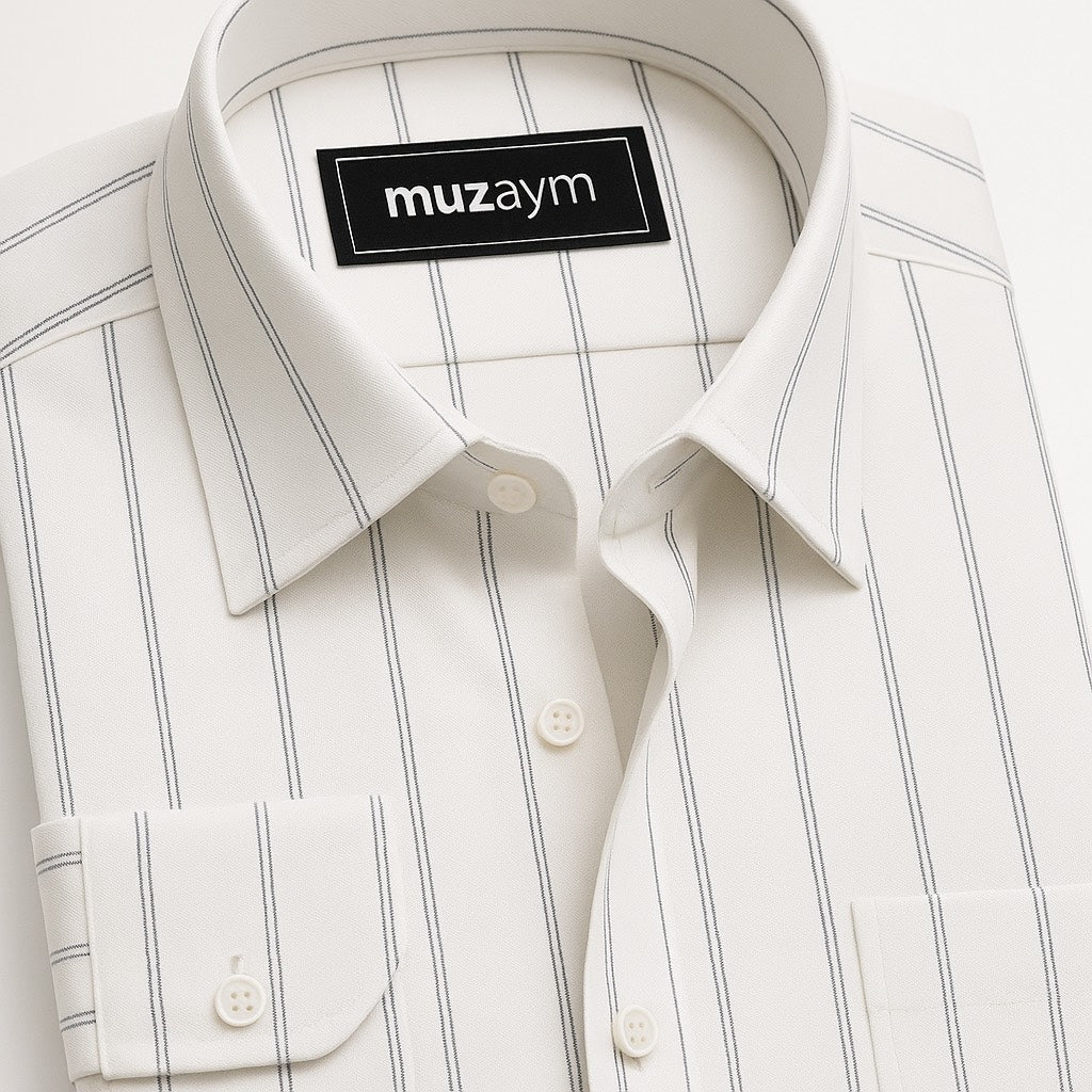 Pearl White Regal Stripe - Regular Fit Shirt