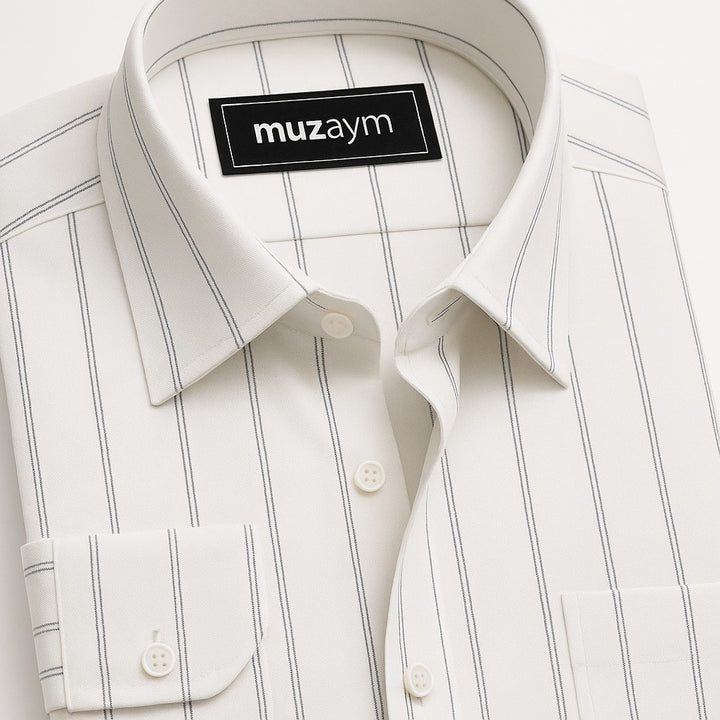 Pearl White Regal Stripe - Regular Fit Shirt