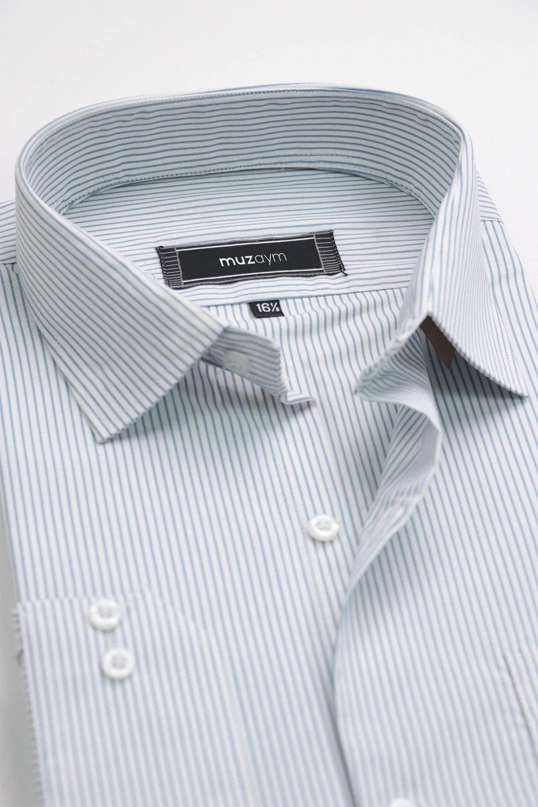 Elegant Sky Blue Stripes – Regular Fit Shirt - muzaym