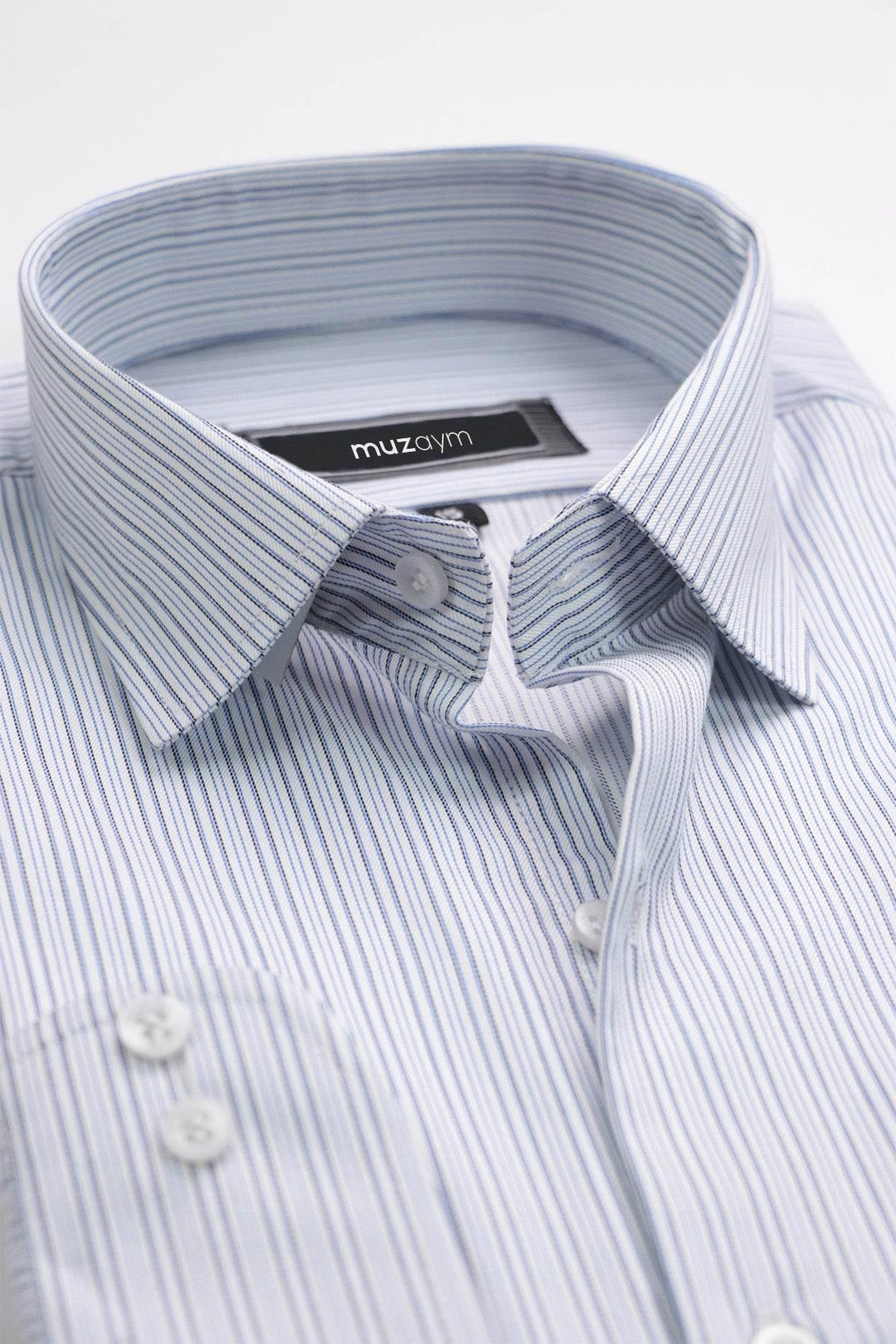 Sky Blue Premium Striped – Regular Fit Shirt - muzaym