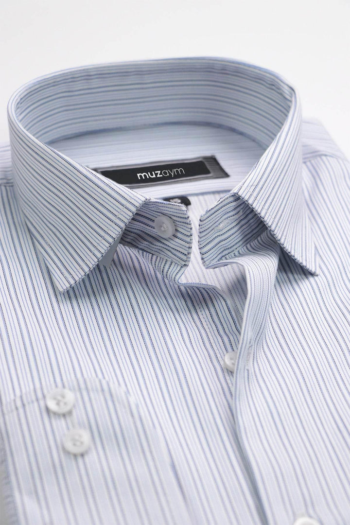 Sky Blue Premium Striped – Regular Fit Shirt - muzaym