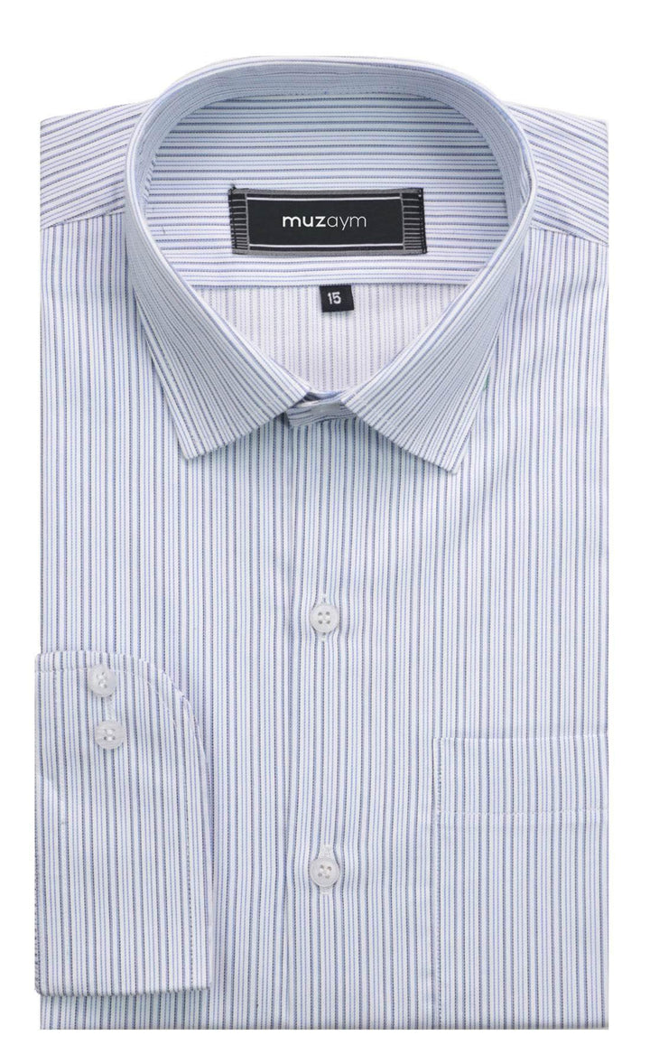 Sky Blue Premium Striped – Regular Fit Shirt - muzaym