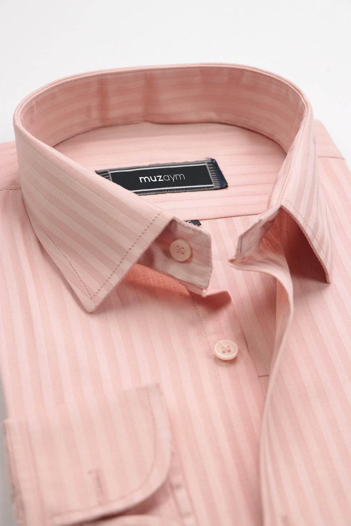 Pale Salmon Pencil Stripe – Regular Fit Shirt - muzaym