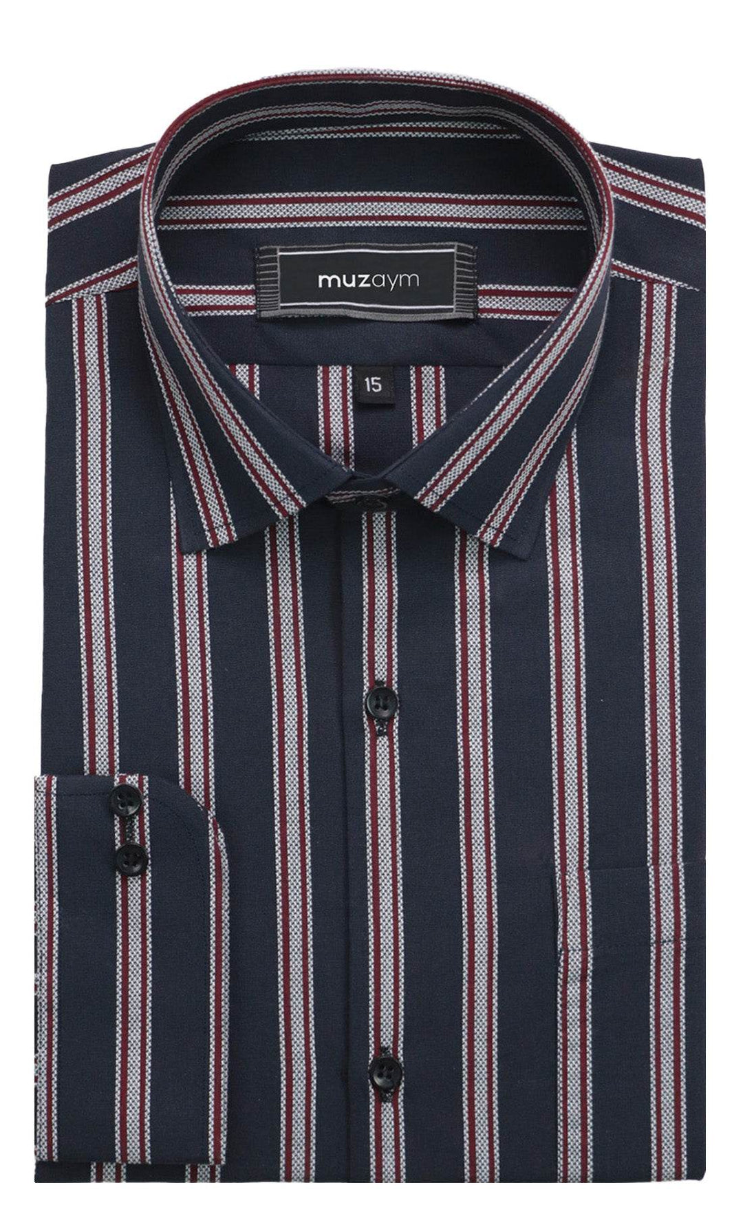 Broad Lining Navy Blue – Regular Fit Shirt - muzaym