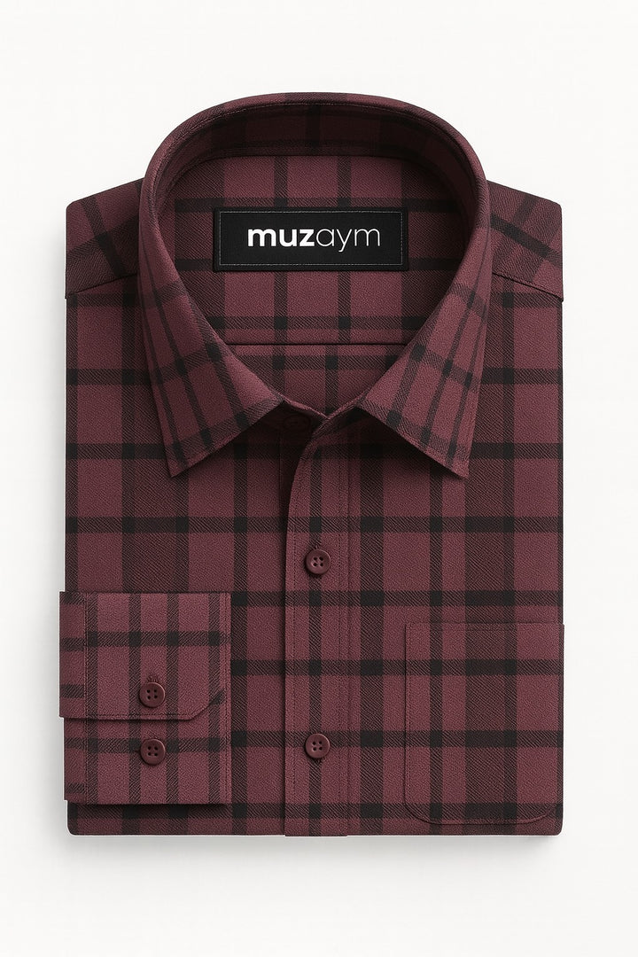 Rust Rose Windowpane - Regular Fit Shirt