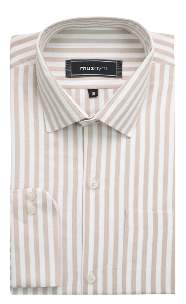Sandstone Beige Stripe – Regular Fit Shirt - muzaym