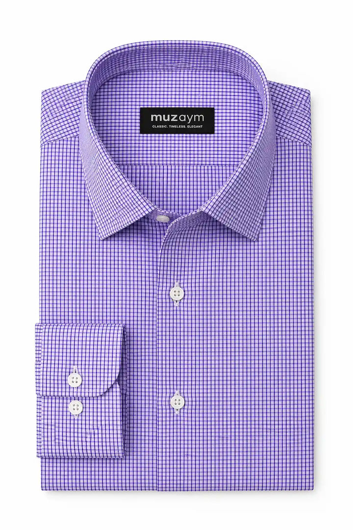Royal Lilac Micro Check Formal Shirt — muzaym