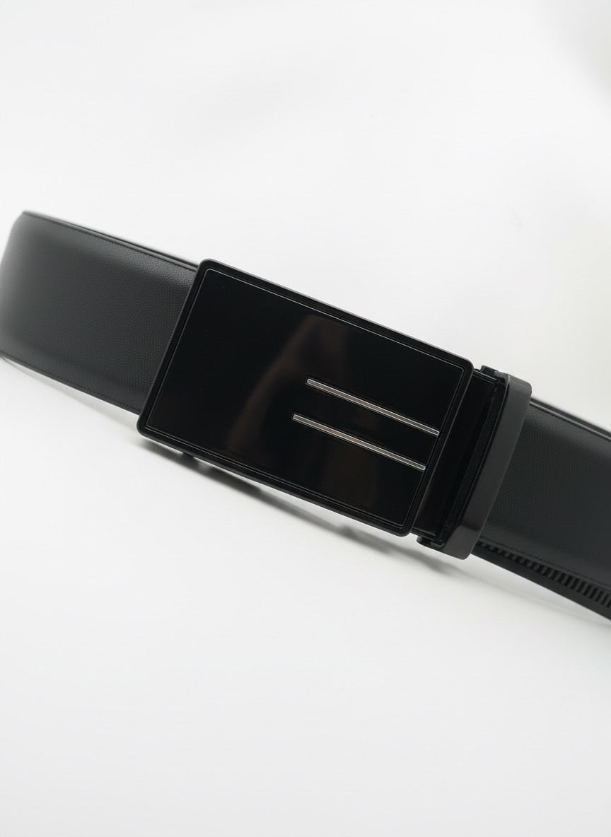 Faux Leather Ratchet Belt – Black