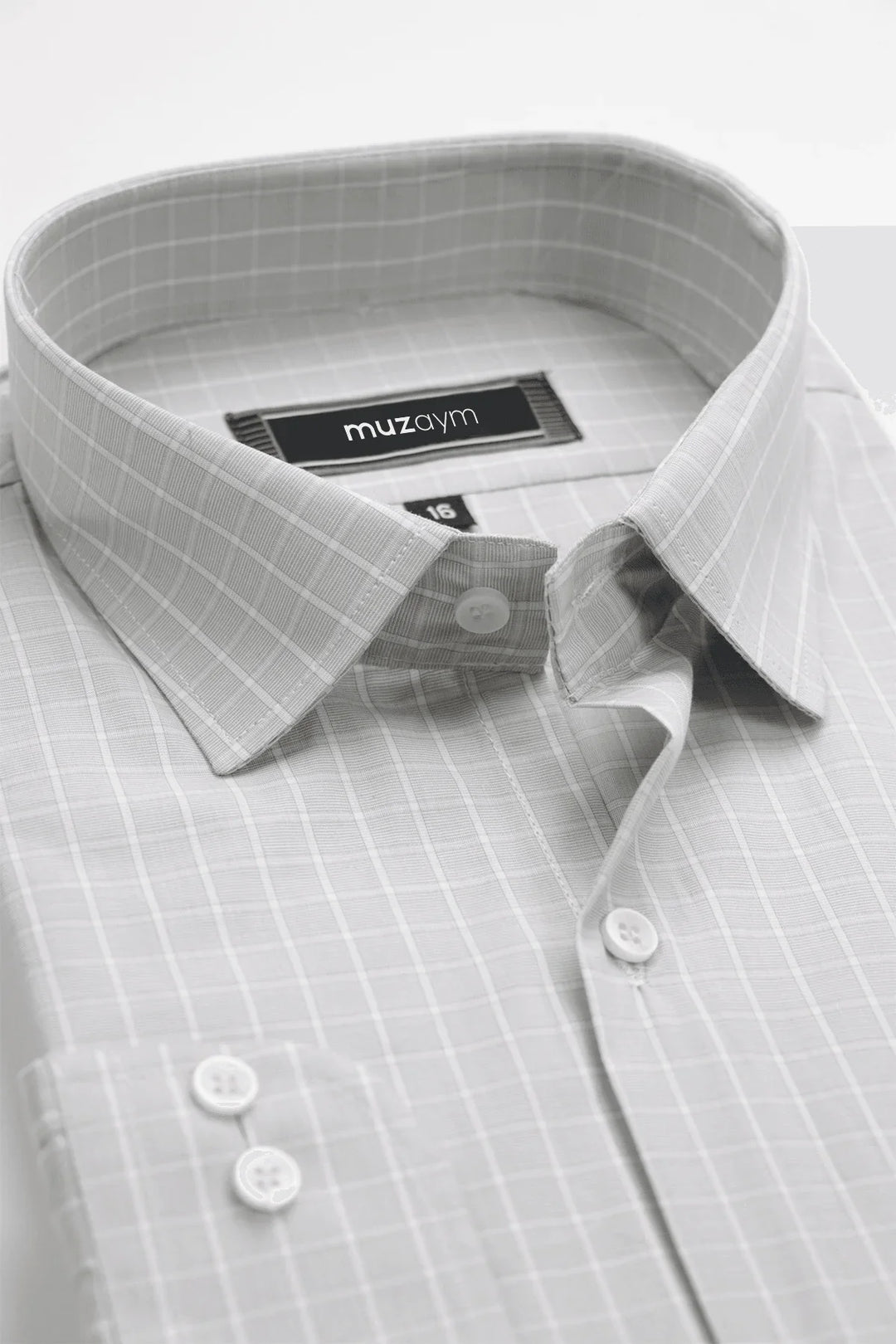 Light Grey Checkered – Regular Fit Shirt - muzaym