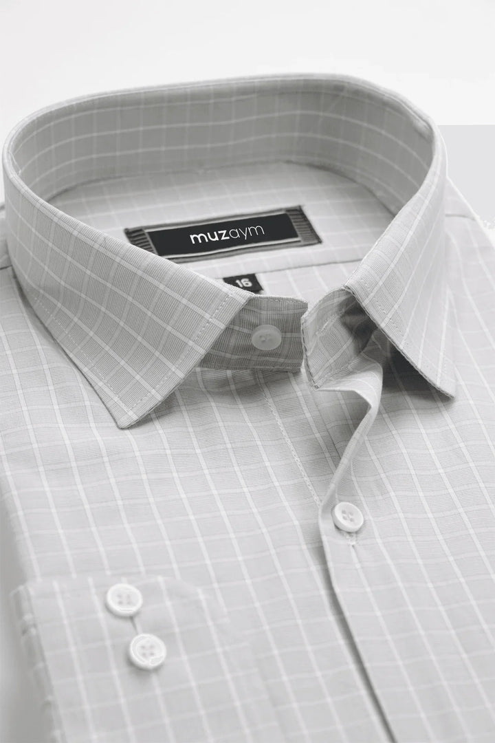 Light Grey Checkered – Regular Fit Shirt - muzaym