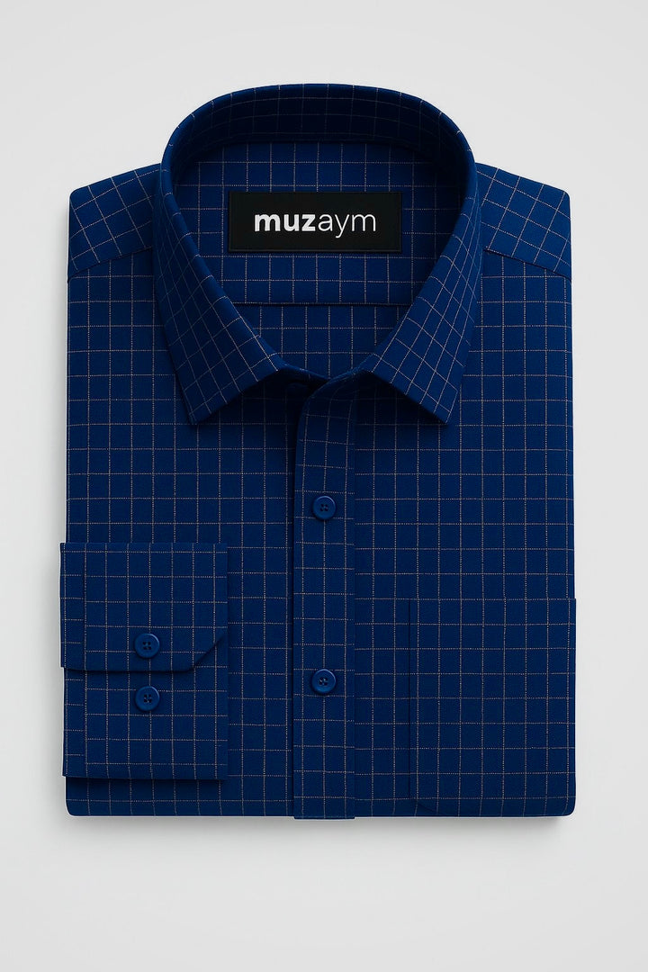 Navy Blue Micro Checkered - Regular Fit Shirt
