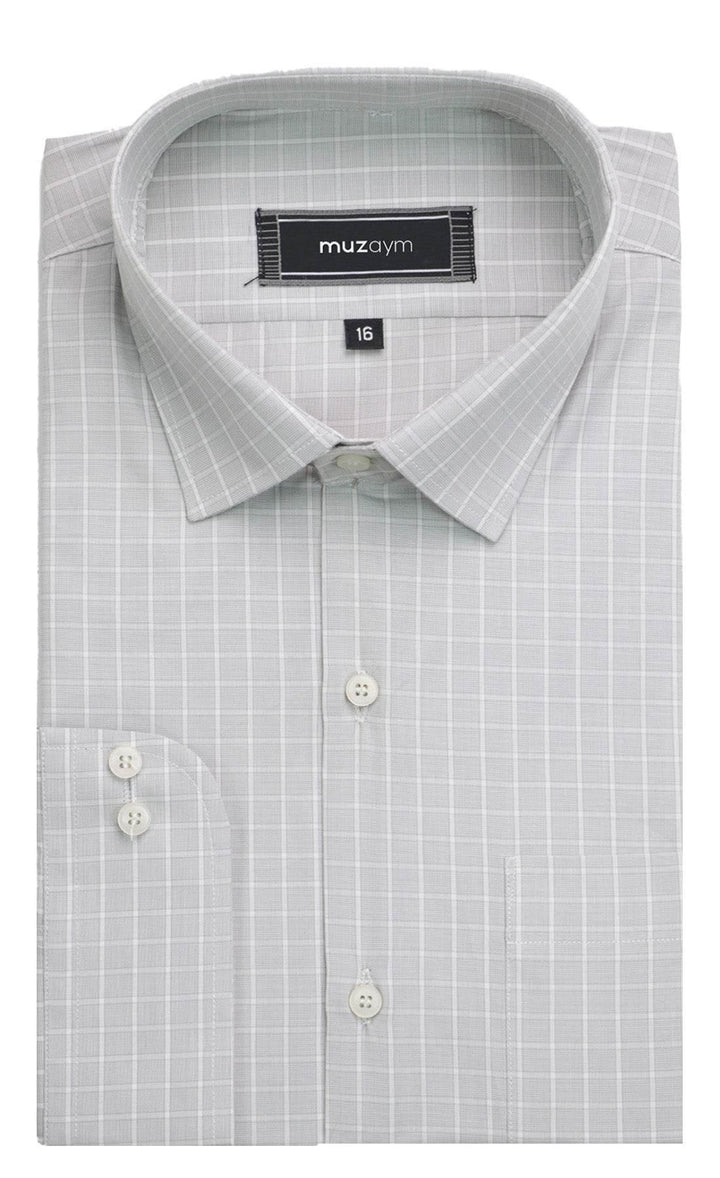 Light Grey Checkered – Regular Fit Shirt - muzaym