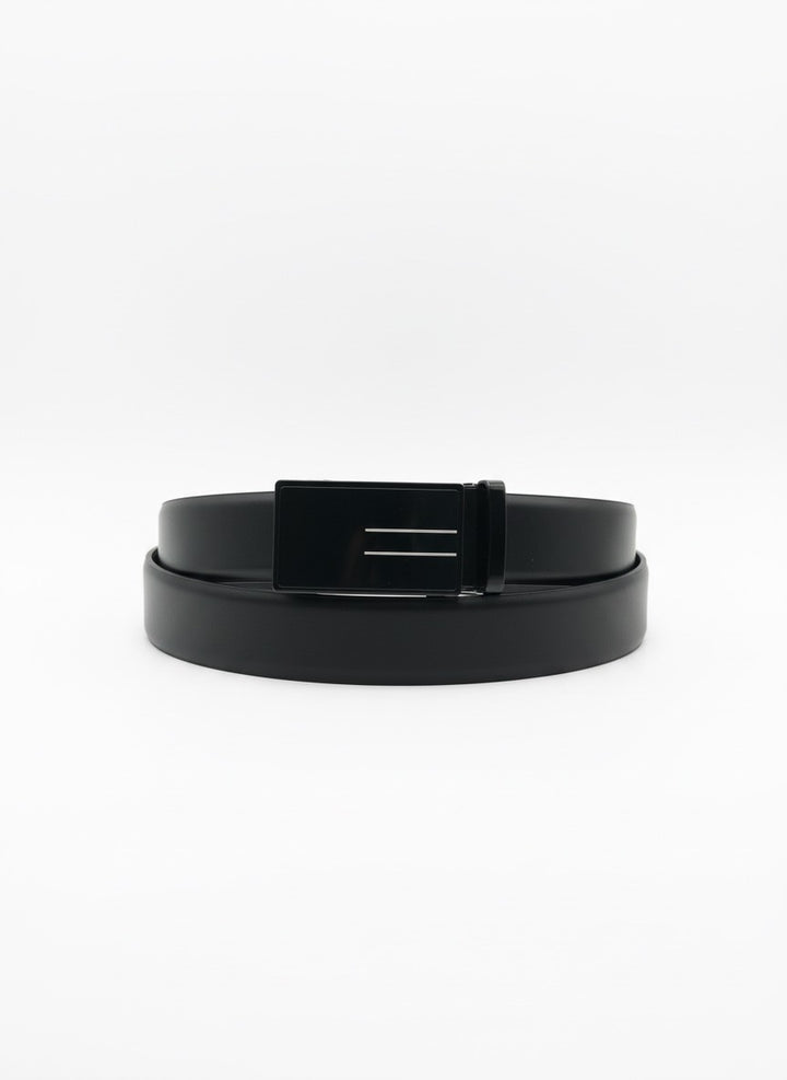 Faux Leather Ratchet Belt – Black