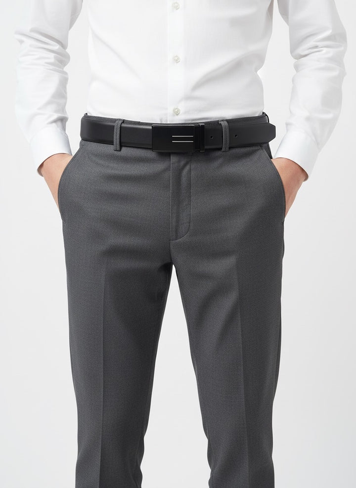 Faux Leather Ratchet Belt – Black