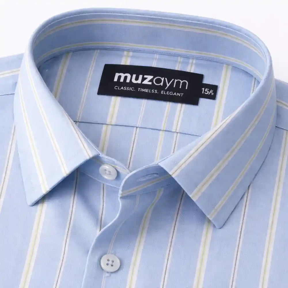 Oxford Frost Stripe Formal Shirt Side View — muzaym