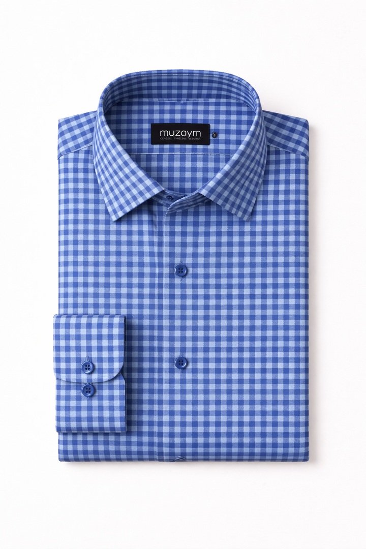 Blue Micro Check Shirt