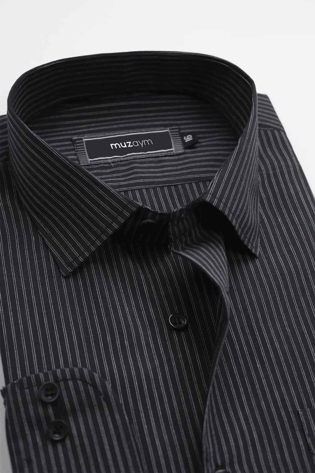 Gentleman's Code Stripe Black – Regular Fit Shirt - muzaym