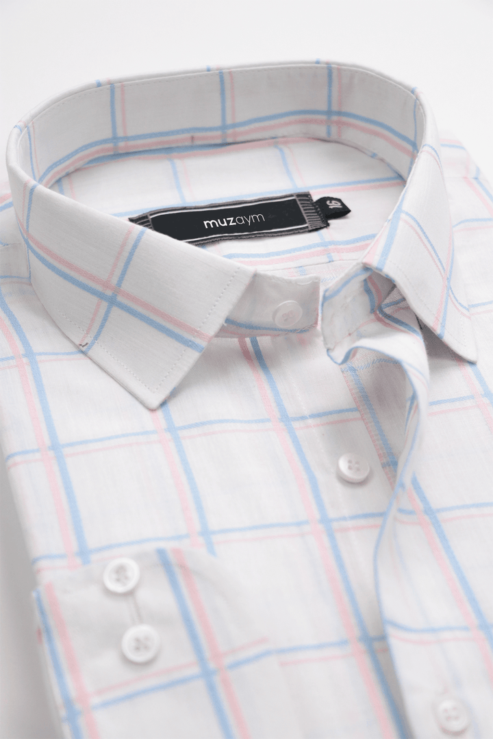 White Broad Checkered – Regular Fit Shirt - muzaym