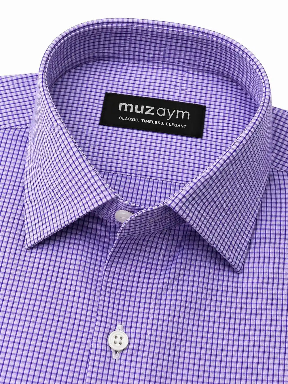 Royal Lilac Micro Check Formal Shirt Side View — muzaym