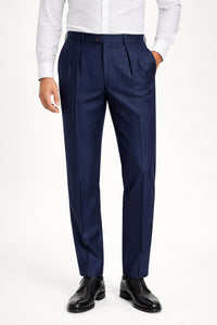 Navy Blue Pleated Italian Pant