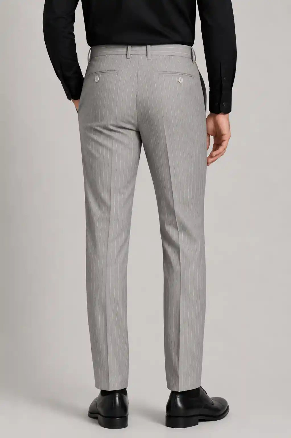 Silver Stripe Pleated Dress Pant Detail — muzaym