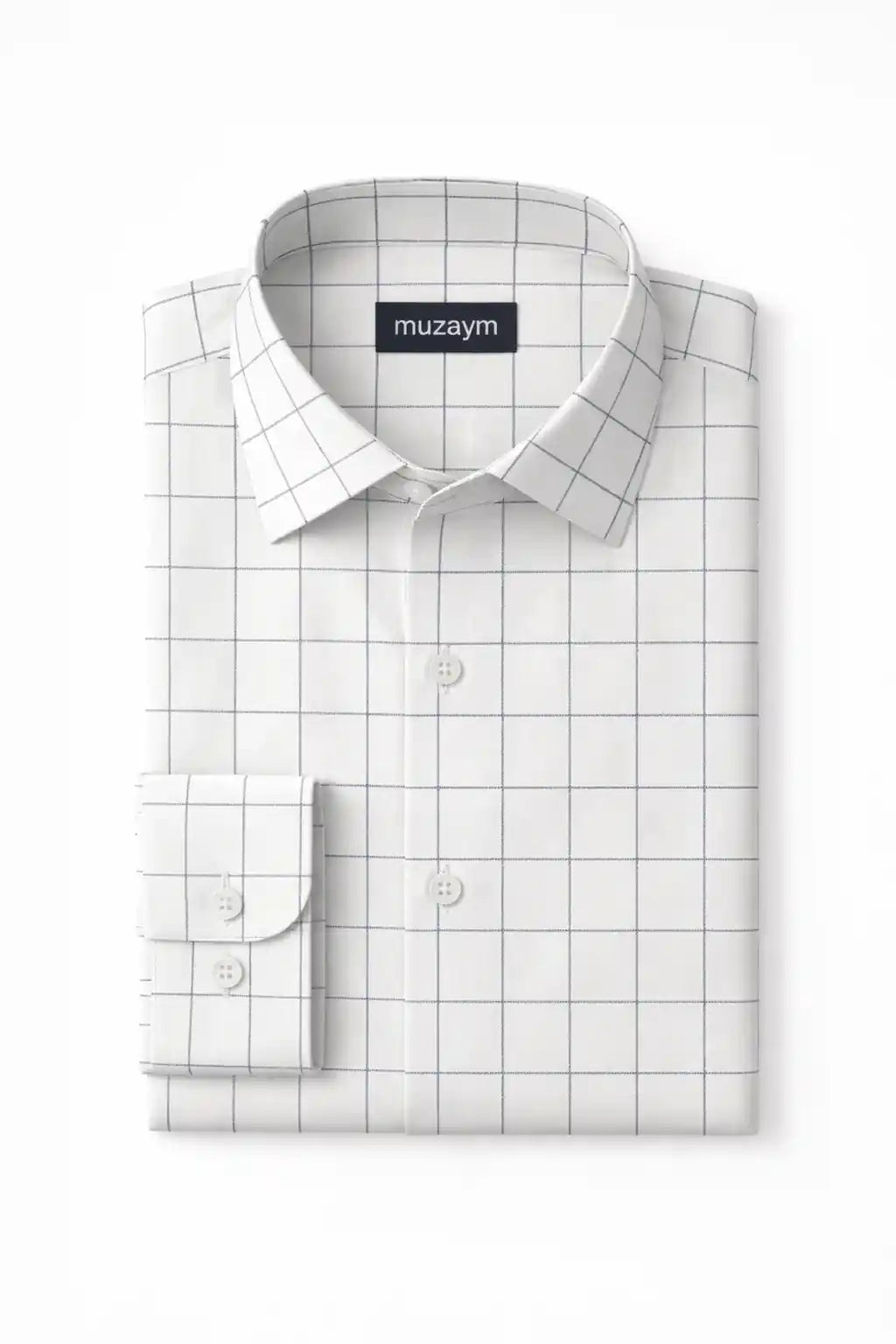 Classic Ivory Windowpane Formal Shirt — muzaym