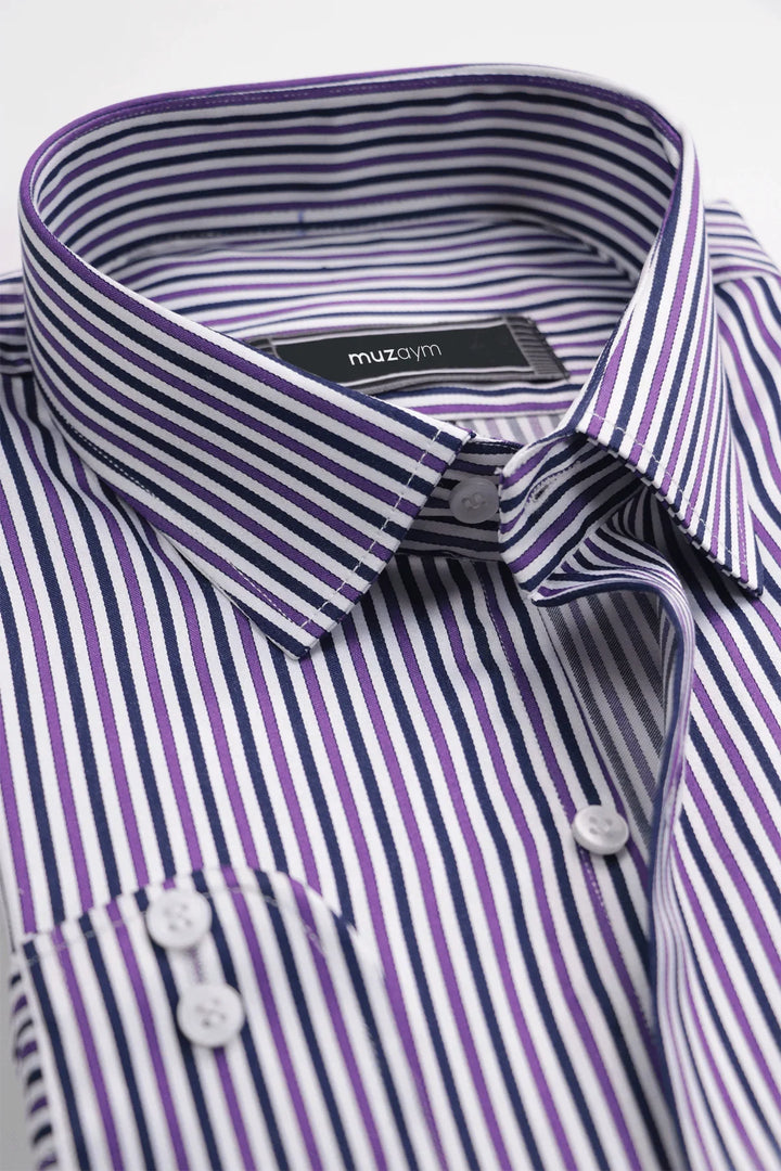 Royal Purple Stripe – Regular Fit Shirt - muzaym