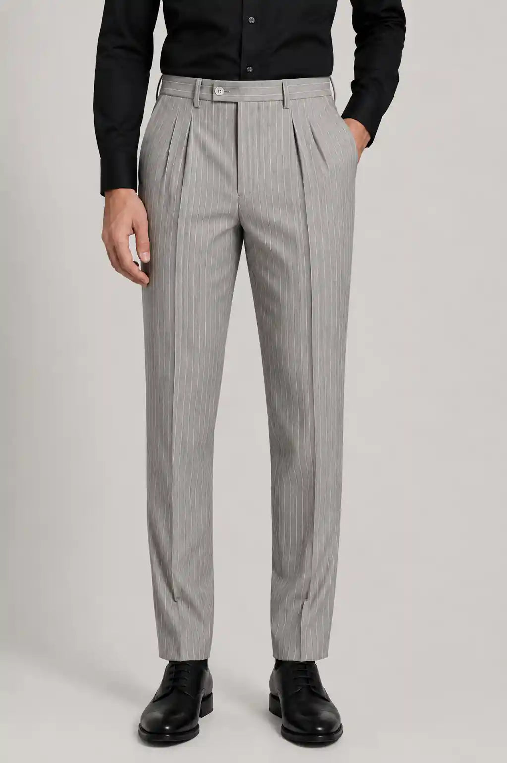 Silver Stripe Pleated Dress Pant — muzaym