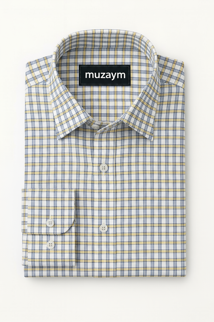 Mustard Navy Grid Check