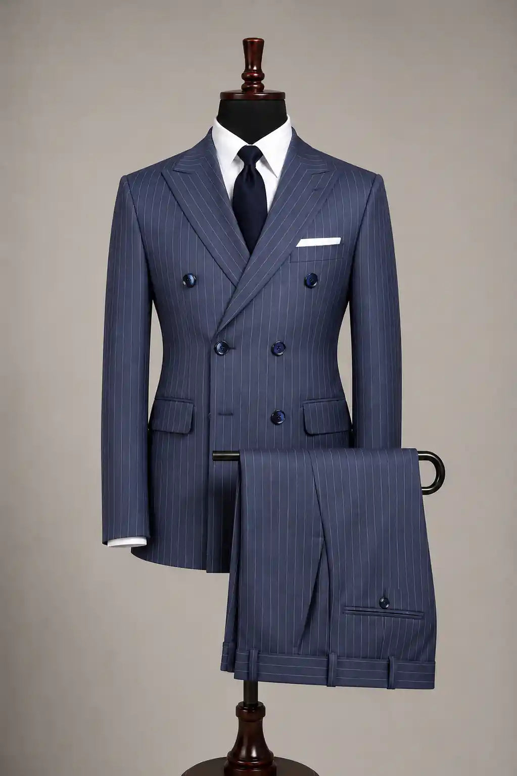 Blue Stripe Double Breasted Two Piece Suit — muzaym