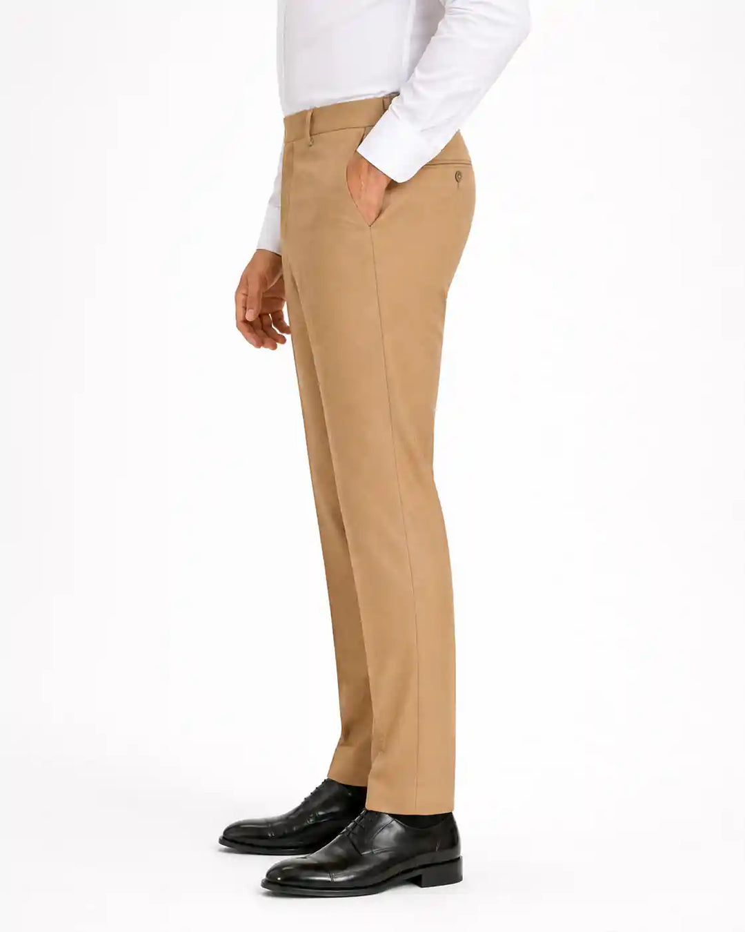 Warm Khaki Dress Pant Side View — muzaym