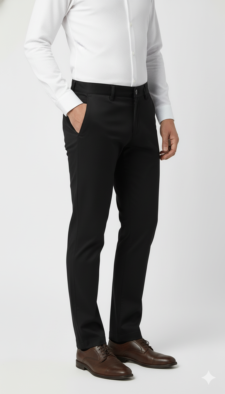Jade Black - Regular Fit Cotton Pant