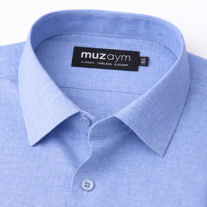 Arctic Sky Solid Formal Shirt Side View — muzaym