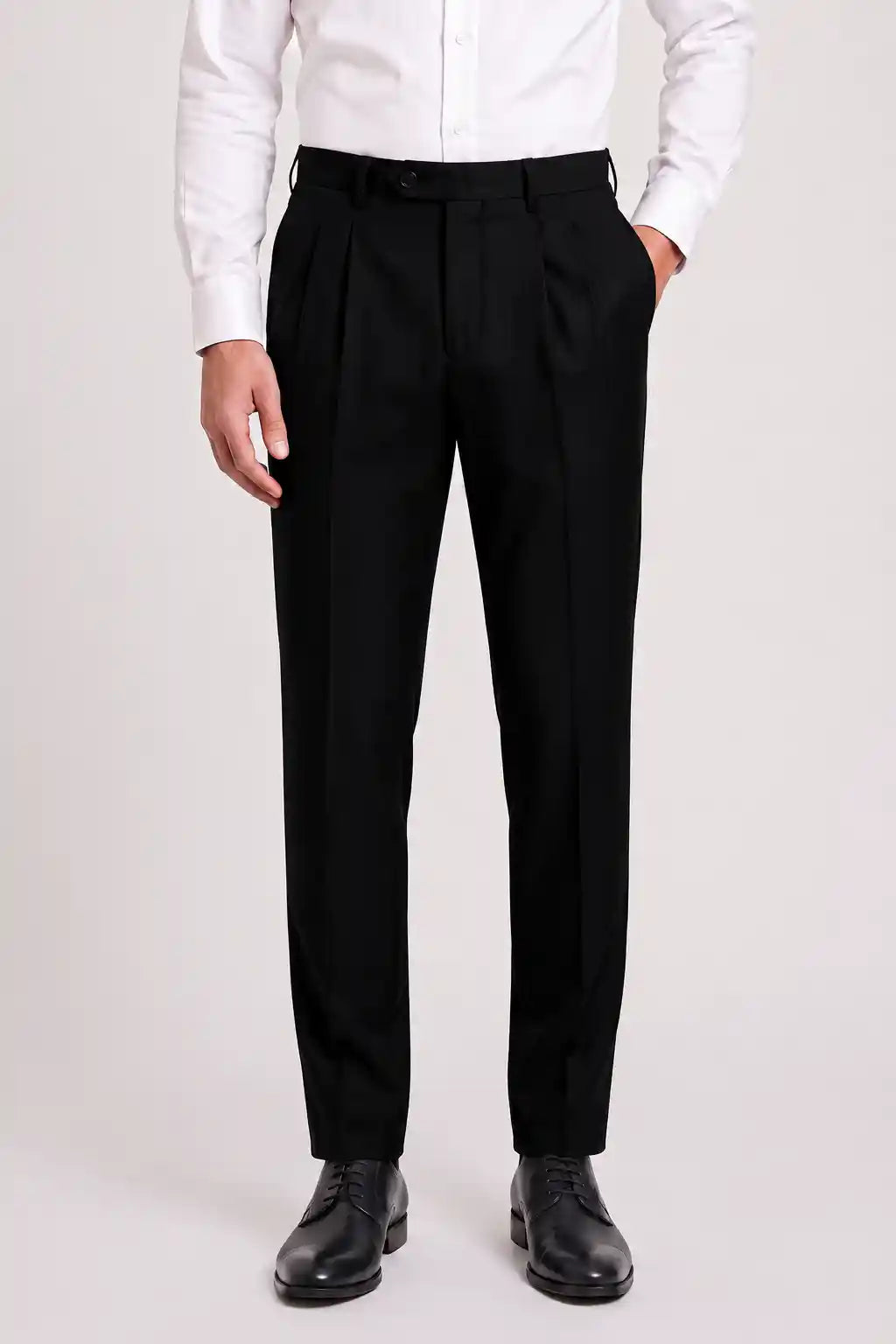 Jet Black Pleated Dress Pant
