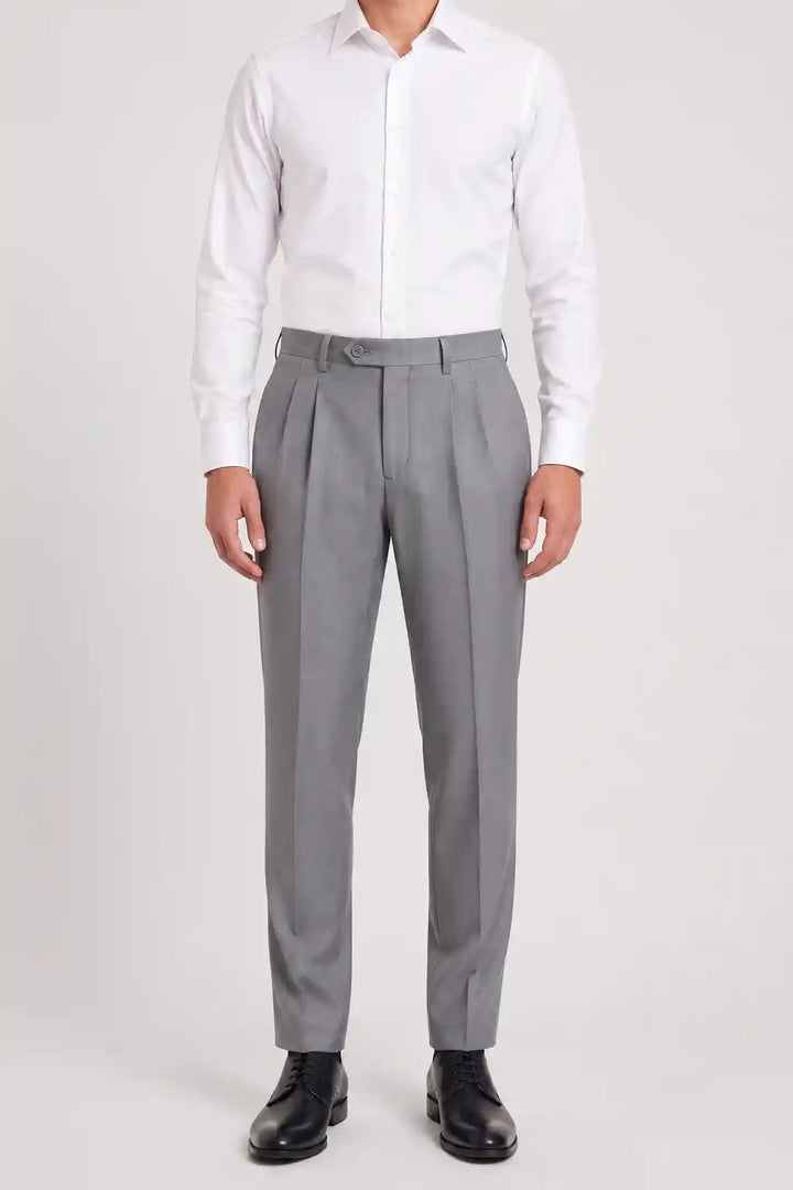 Silver Smoke Pleated Dress Pant