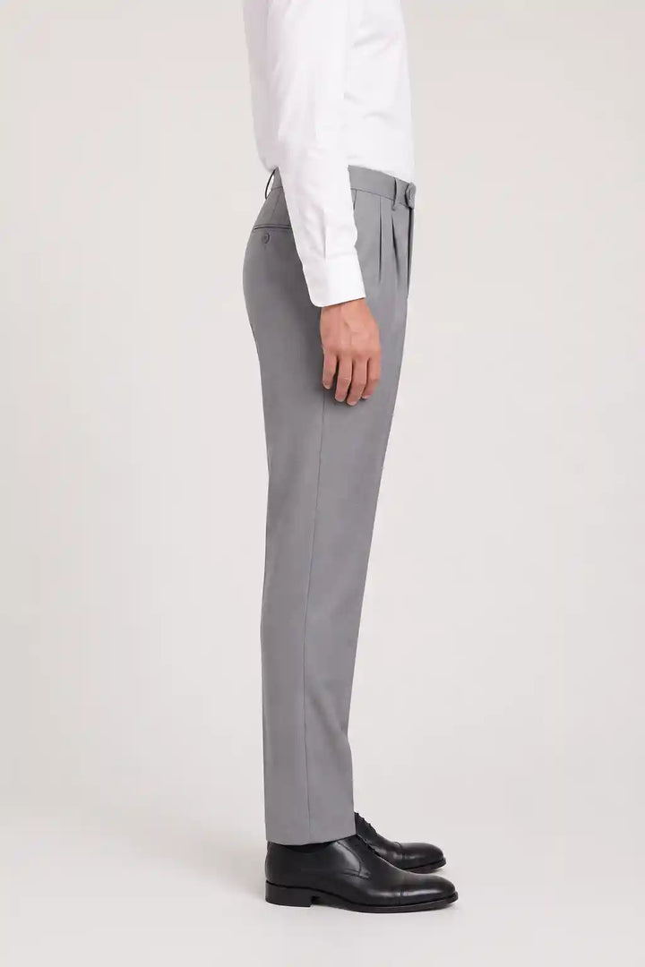 Silver Smoke Pleated Dress Pant