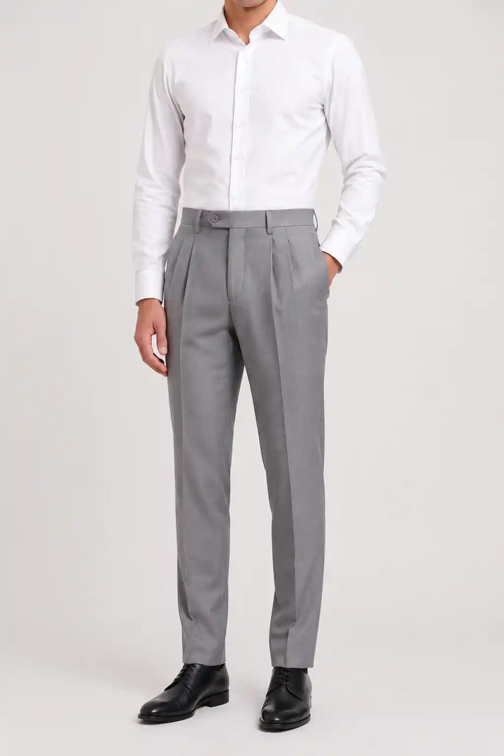 Silver Smoke Pleated Dress Pant