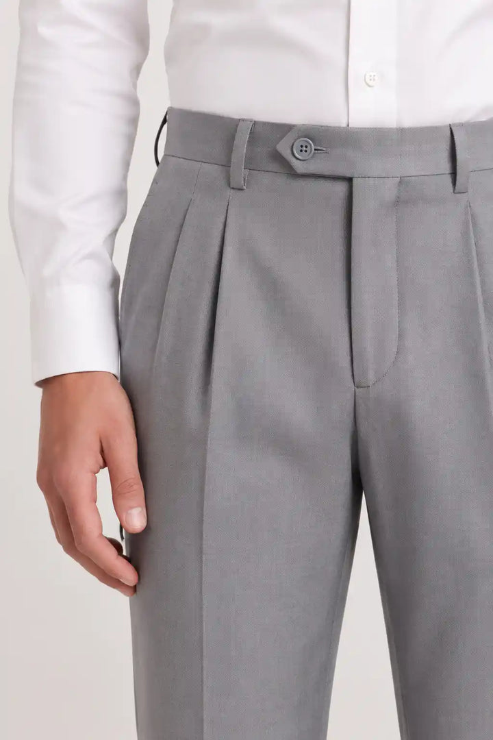 Silver Smoke Pleated Dress Pant