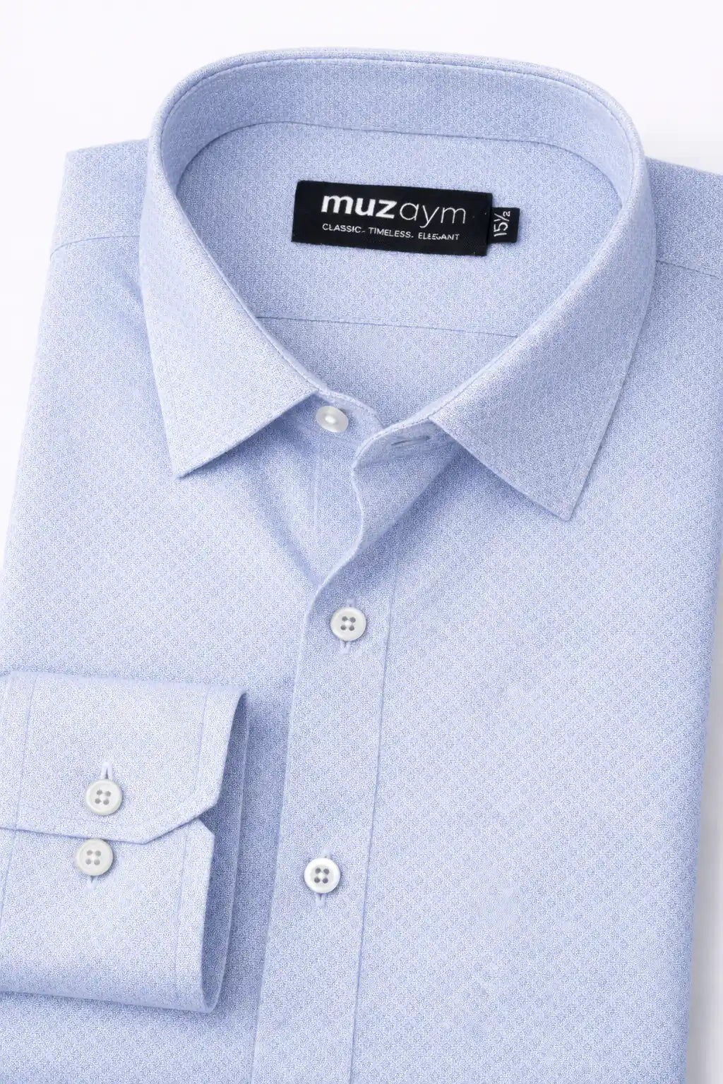 Sky Blue Diamond Cut Formal Shirt Side View — muzaym