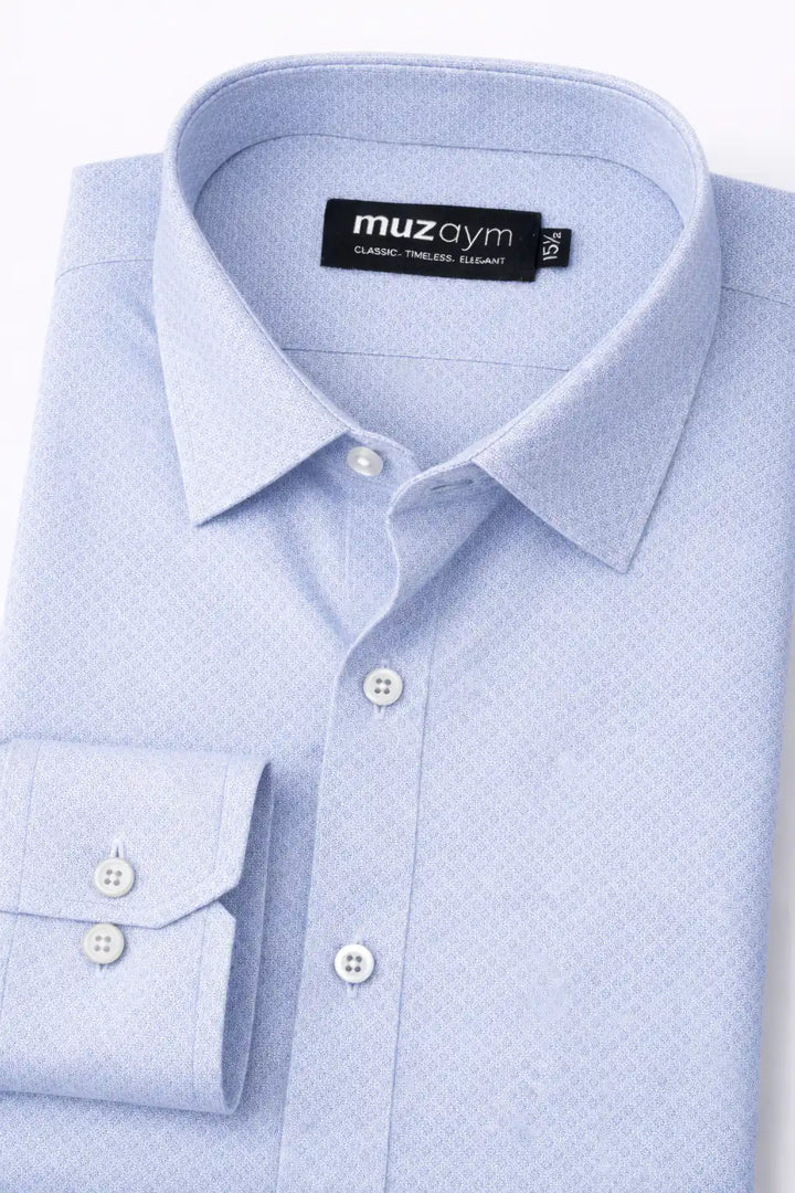 Sky Blue Diamond Cut Formal Shirt Side View — muzaym