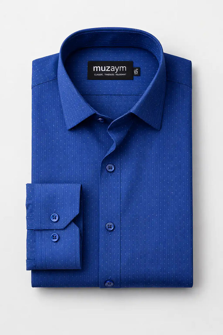 Regent Blue Dotted Formal Shirt — muzaym