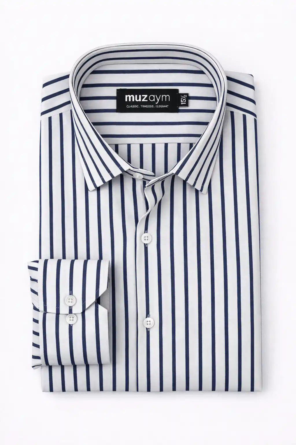 Signature Navy Stripe Formal Shirt — muzaym