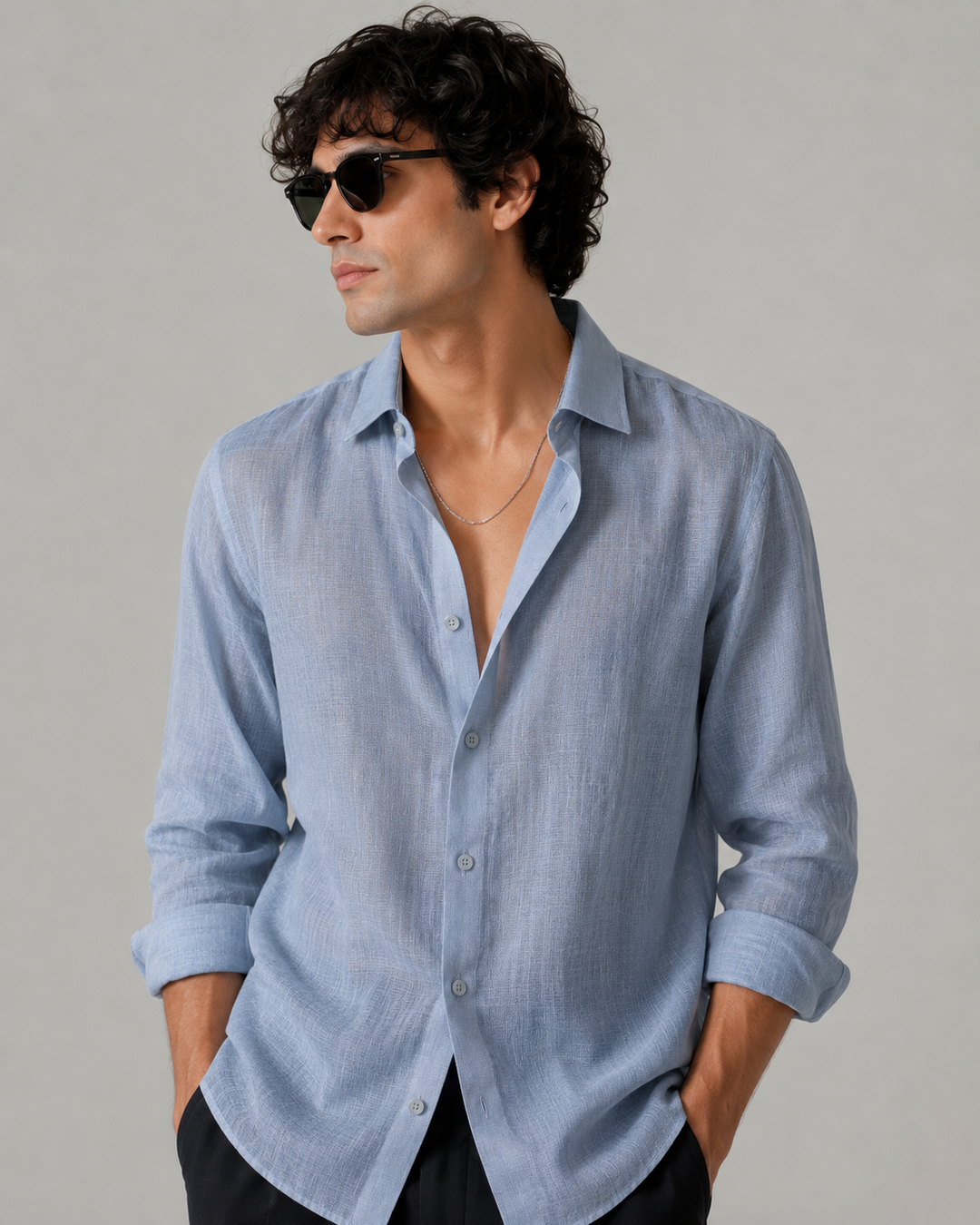 Sky Blue - Linen Casual Shirt