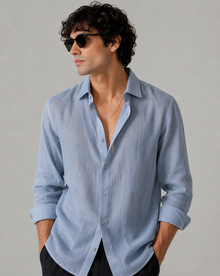 Sky Blue - Linen Casual Shirt