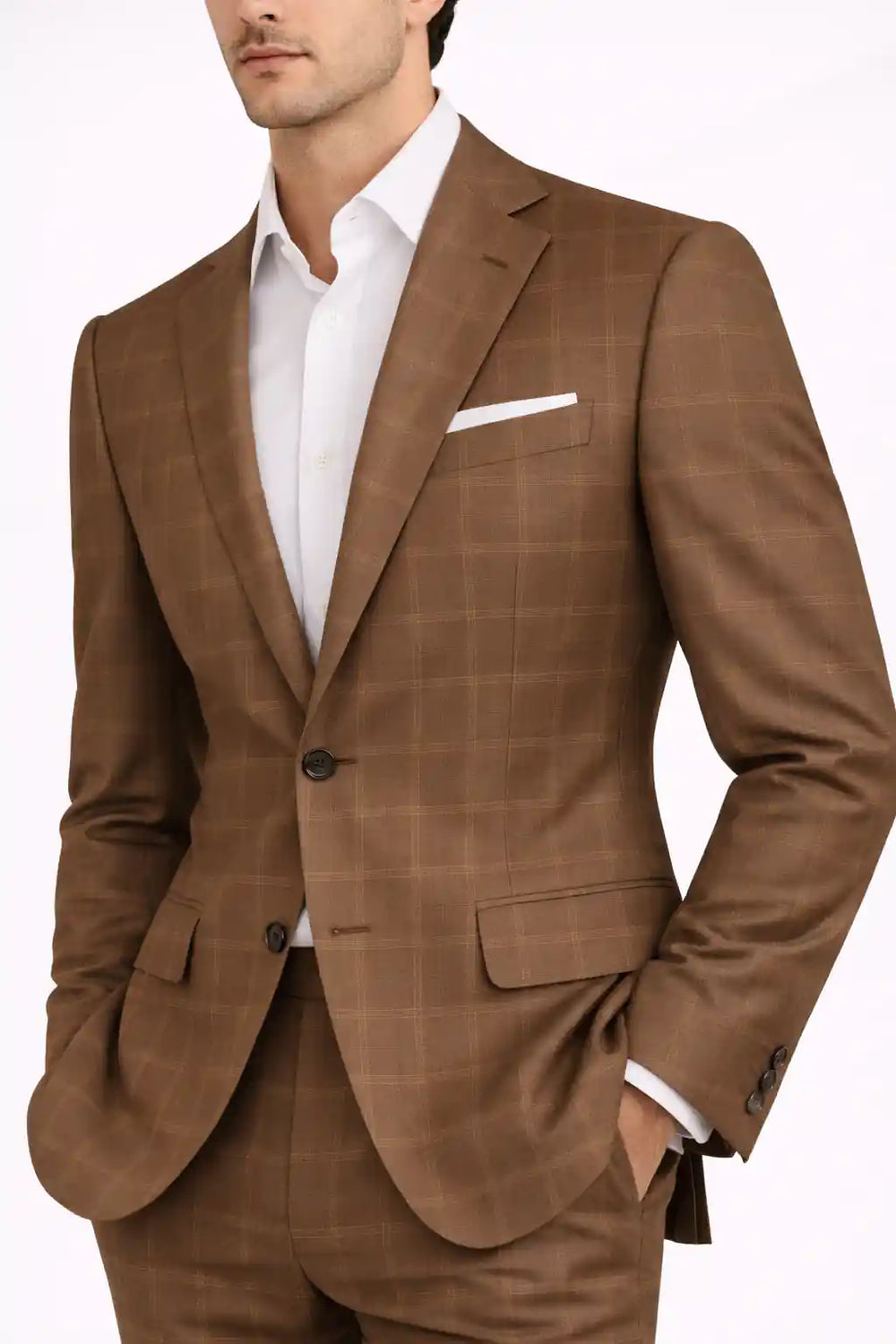 Chestnut Check Blazer Front View — muzaym