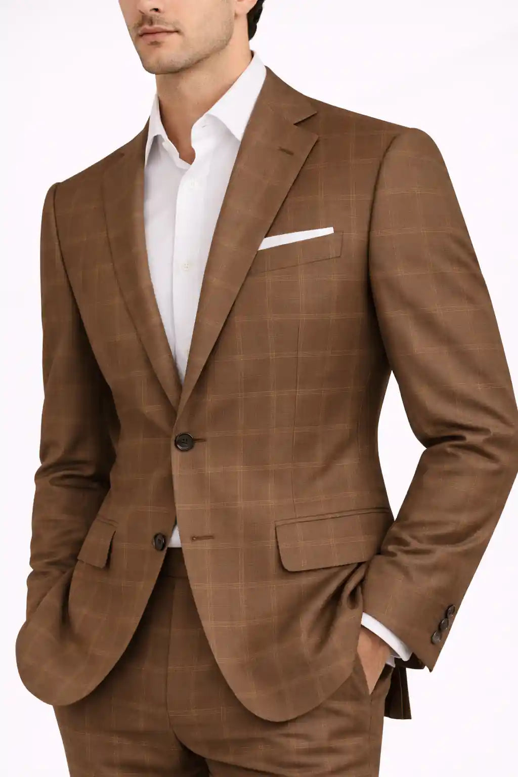 Chestnut Check Blazer Front View — muzaym