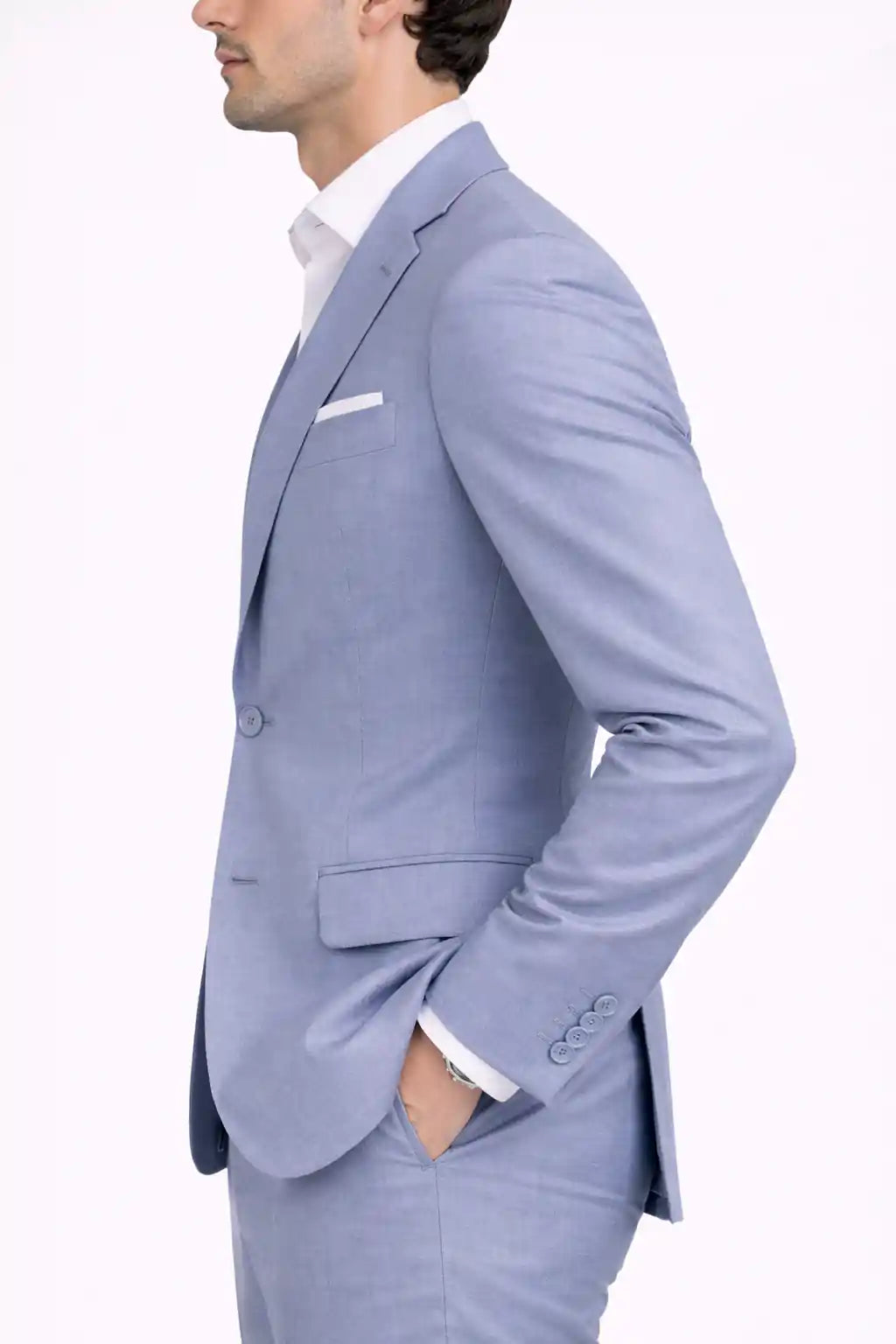 Ice Blue Blazer Side View — muzaym
