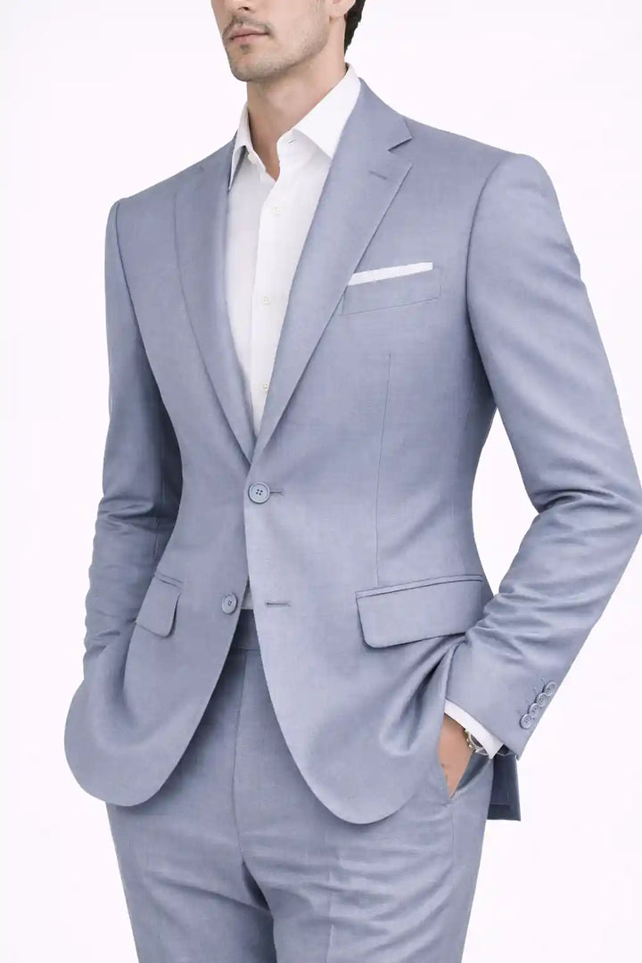Ice Blue Blazer Front View — muzaym